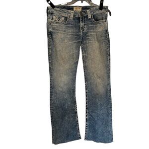 Big Star Jeans 29R bootcut Liv womens denim embroidered distressed Mid Wash